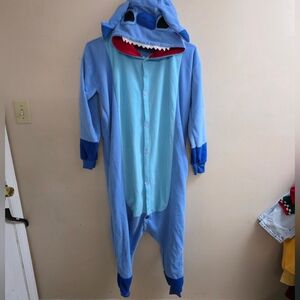 Lilo Stitch Blue Adult Onsie Pajamas Sz Medium